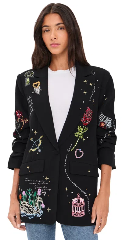 CINQ À SEPT STARRY SCRIBBLES KELSA BLAZER BLACK/MULTI