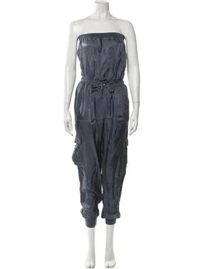 Pre-owned Cinq À Sept Strapless Jumpsuit In Blue
