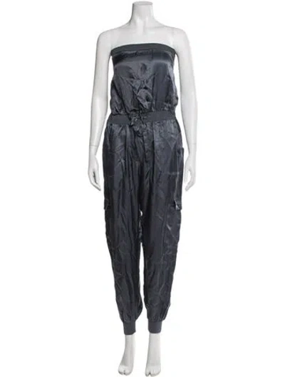 Pre-owned Cinq À Sept Strapless Jumpsuit In Blue