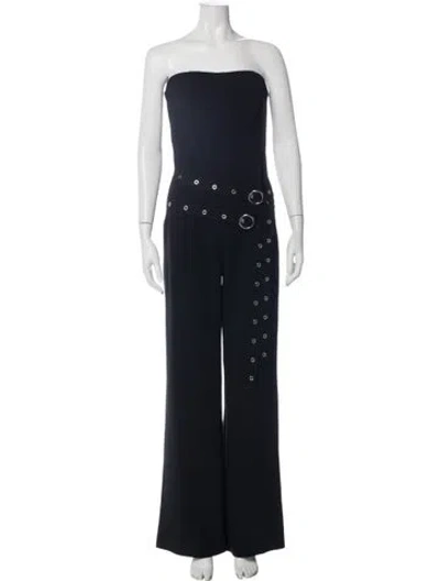 Pre-owned Cinq À Sept Strapless Jumpsuit In Blue
