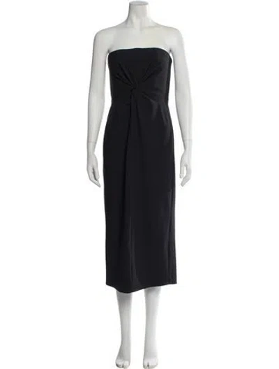 Pre-owned Cinq À Sept Strapless Knee-length Dress In Black