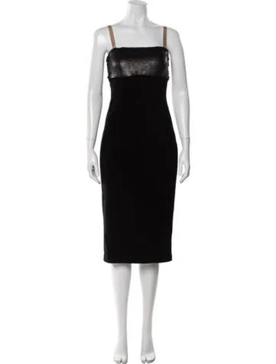 Pre-owned Cinq À Sept Strapless Knee-length Dress In Black