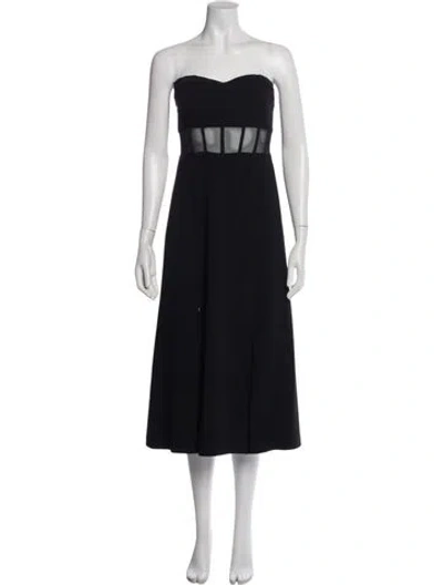 Pre-owned Cinq À Sept Strapless Knee-length Dress In Blue