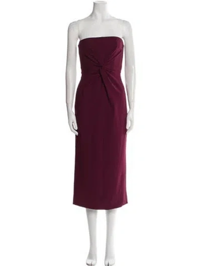 Pre-owned Cinq À Sept Strapless Knee-length Dress In Burgundy