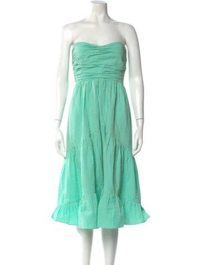 Pre-owned Cinq À Sept Strapless Knee-length Dress In Green