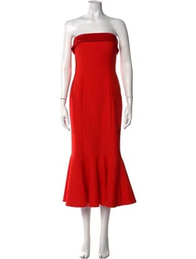 Pre-owned Cinq À Sept Strapless Knee-length Dress In Orange