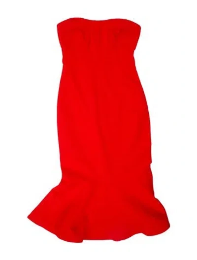 Pre-owned Cinq À Sept Strapless Knee-length Dress In Orange