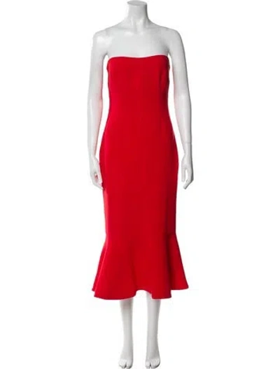 Pre-owned Cinq À Sept Strapless Knee-length Dress In Red