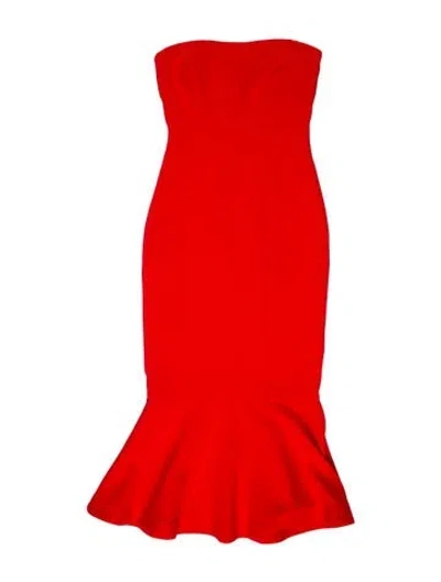 Pre-owned Cinq À Sept Strapless Knee-length Dress In Red