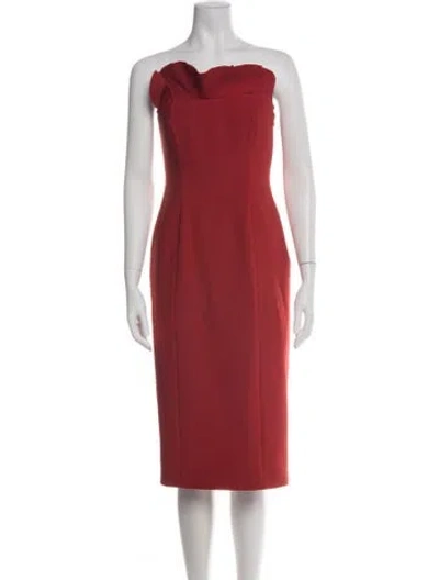 Pre-owned Cinq À Sept Strapless Knee-length Dress In Red