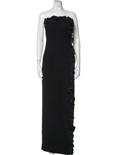 Pre-owned Cinq À Sept Strapless Long Dress In Black
