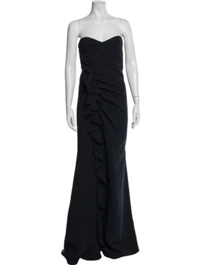 Pre-owned Cinq À Sept Strapless Long Dress In Blue