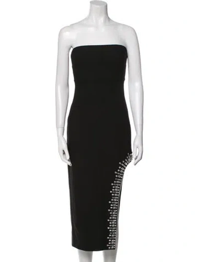 Pre-owned Cinq À Sept Strapless Midi Length Dress In Black