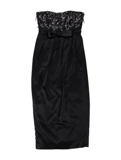 Pre-owned Cinq À Sept Strapless Midi Length Dress In Black