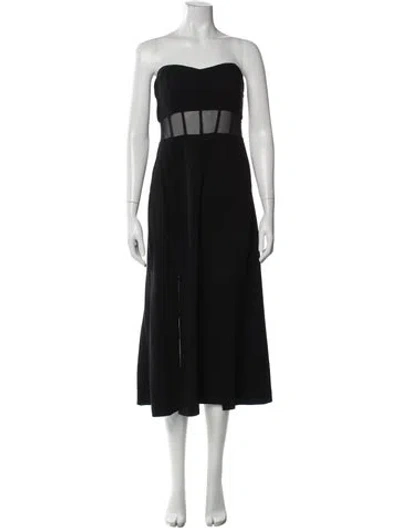Pre-owned Cinq À Sept Strapless Midi Length Dress In Black