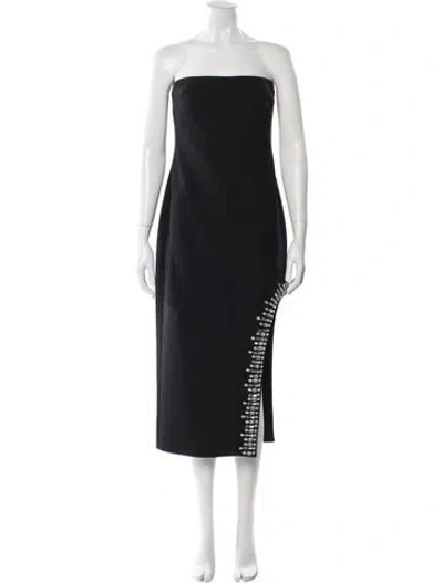 Pre-owned Cinq À Sept Strapless Midi Length Dress In Black