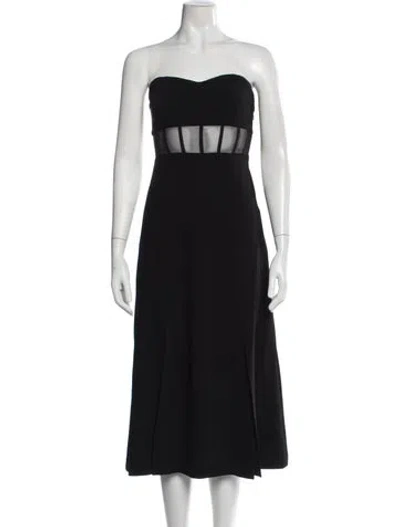 Pre-owned Cinq À Sept Strapless Midi Length Dress In Black