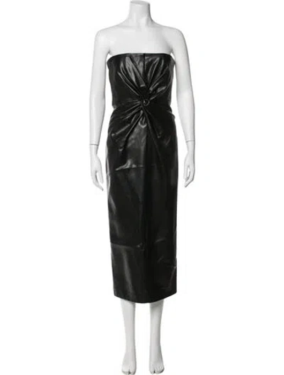Pre-owned Cinq À Sept Strapless Midi Length Dress In Black