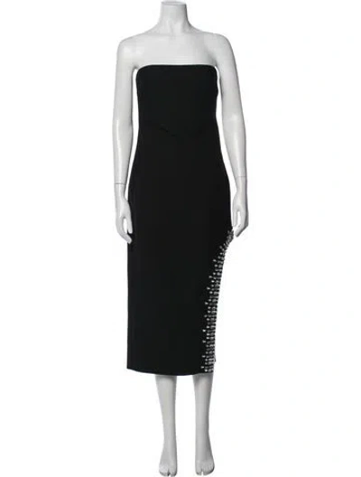 Pre-owned Cinq À Sept Strapless Midi Length Dress In Black