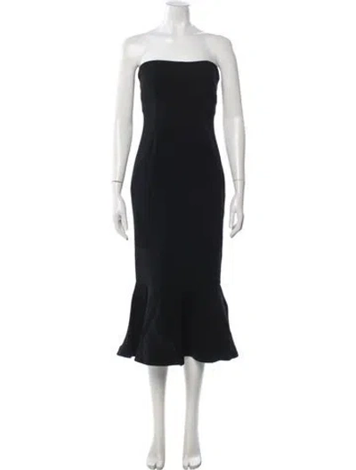Pre-owned Cinq À Sept Strapless Midi Length Dress In Blue
