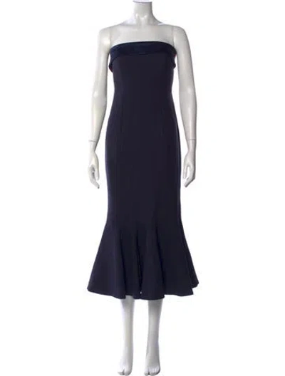 Pre-owned Cinq À Sept Strapless Midi Length Dress In Blue