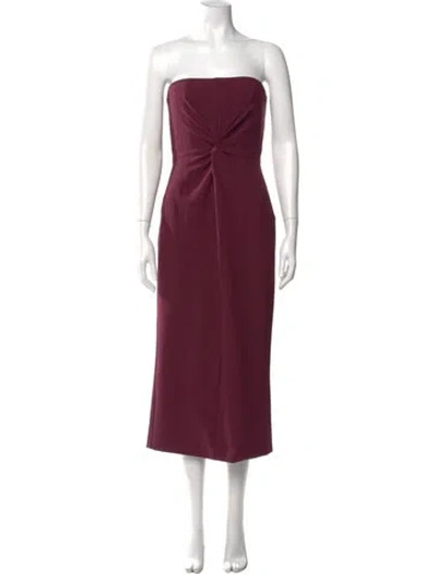 Pre-owned Cinq À Sept Strapless Midi Length Dress In Burgundy