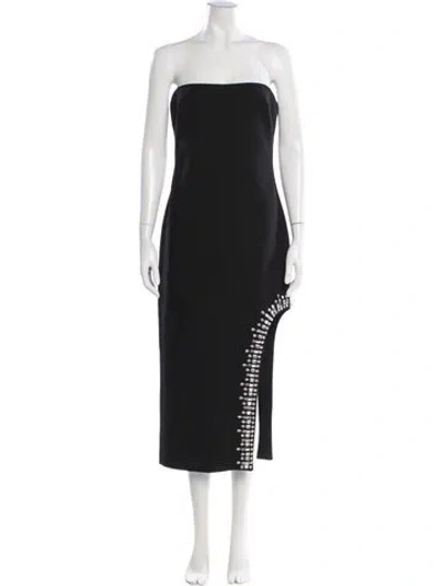 Pre-owned Cinq À Sept Strapless Midi Length Dress In Gray