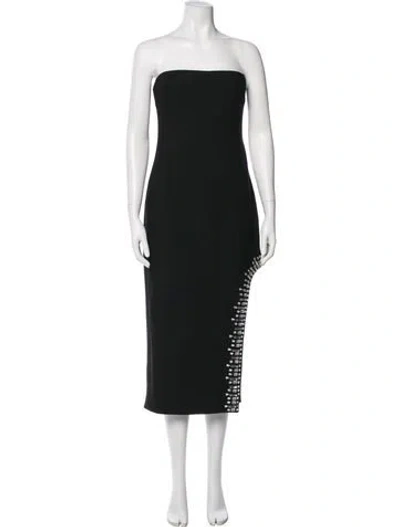 Pre-owned Cinq À Sept Strapless Midi Length Dress In Gray