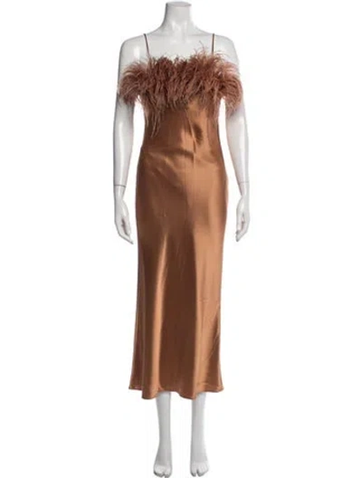 Pre-owned Cinq À Sept Strapless Midi Length Dress In Neutral