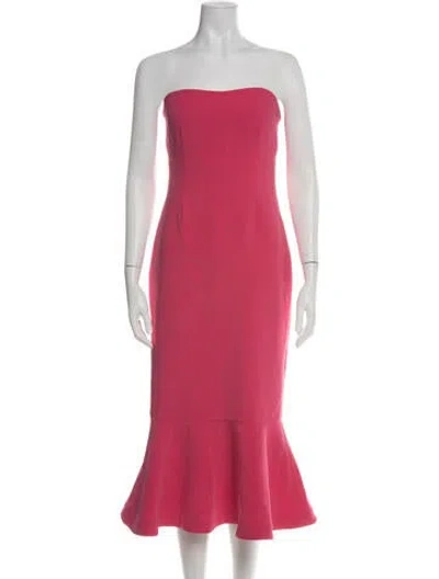 Pre-owned Cinq À Sept Strapless Midi Length Dress In Orange