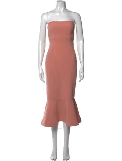 Pre-owned Cinq À Sept Strapless Midi Length Dress In Pink