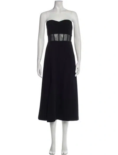 Pre-owned Cinq À Sept Strapless Midi Length Dress W/ Tags In Black