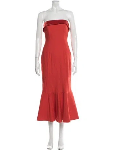 Pre-owned Cinq À Sept Strapless Midi Length Dress W/ Tags In Red