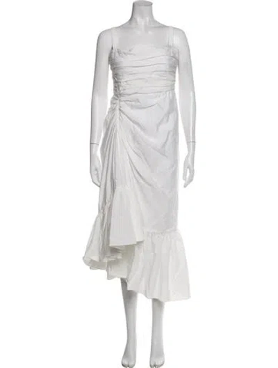 Pre-owned Cinq À Sept Strapless Midi Length Dress In White
