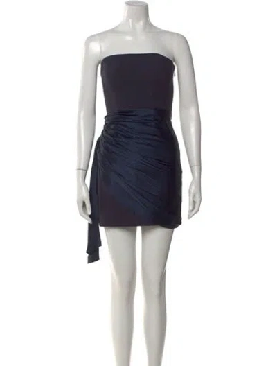 Pre-owned Cinq À Sept Strapless Mini Dress In Blue
