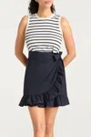 Cinq À Sept Mahlia Stripe Ruffle Minidress In Blue