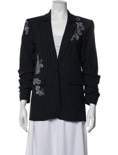 Pre-owned Cinq À Sept Striped Blazer In Blue