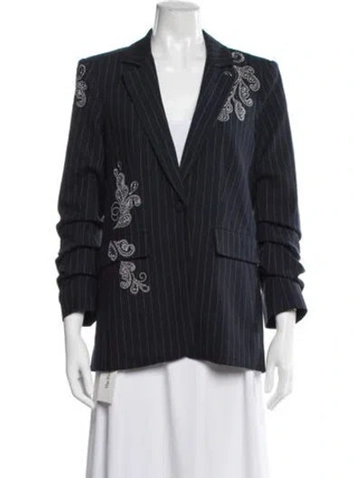 Pre-owned Cinq À Sept Striped Blazer In Blue