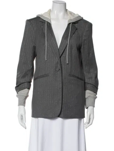 Pre-owned Cinq À Sept Striped Blazer In Gray