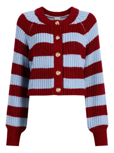 Cinq À Sept Striped Cardigan In Red