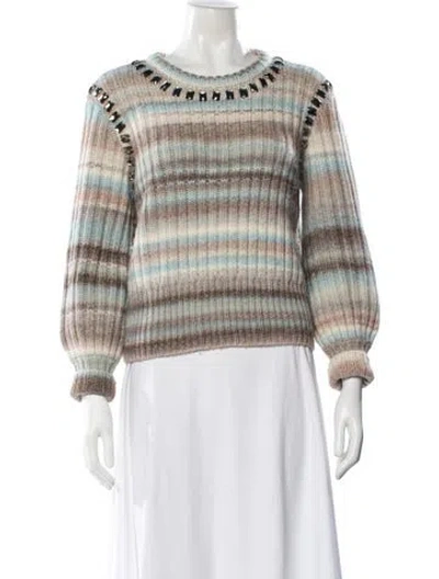 Pre-owned Cinq À Sept Striped Crew Neck Sweater In Blue
