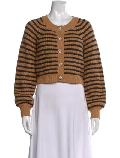 Pre-owned Cinq À Sept Striped Crew Neck Sweater In Brown