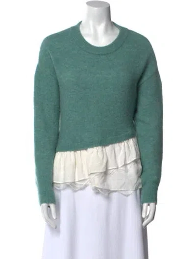 Pre-owned Cinq À Sept Striped Crew Neck Sweater In Green