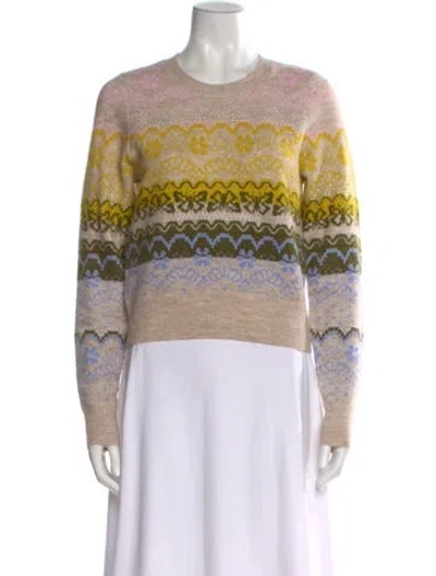 Pre-owned Cinq À Sept Striped Crew Neck Sweater In Multi