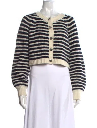 Pre-owned Cinq À Sept Striped Crew Neck Sweater In Multicolor