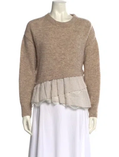 Pre-owned Cinq À Sept Striped Crew Neck Sweater In Neutral