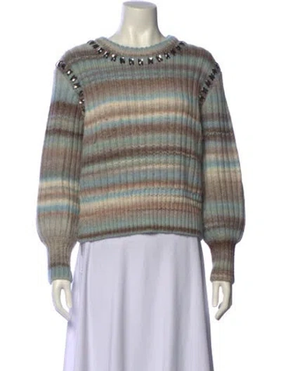 Pre-owned Cinq À Sept Striped Crew Neck Sweater In Neutral