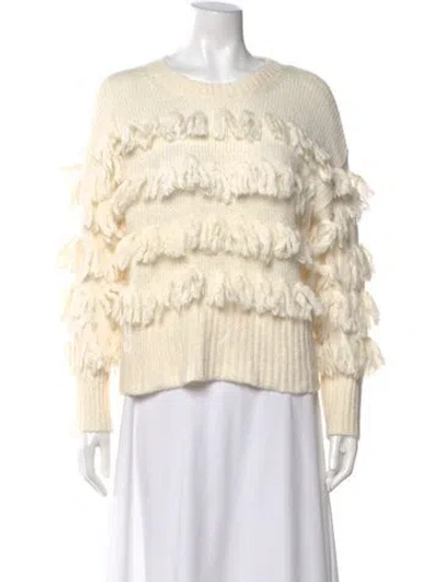 Pre-owned Cinq À Sept Striped Crew Neck Sweater In Neutral