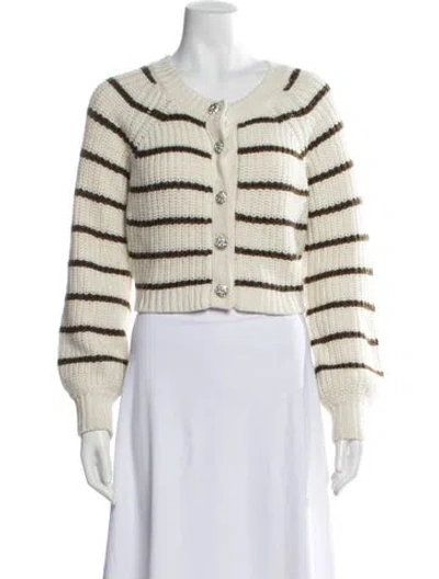 Pre-owned Cinq À Sept Striped Crew Neck Sweater In Neutrals