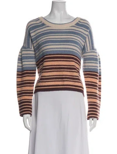 Pre-owned Cinq À Sept Striped Crew Neck Sweater W/ Tags In Multi